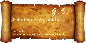 Gehringer Valentin névjegykártya